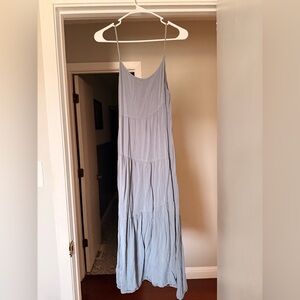 Light Blue Tiered Slip Maxi Dress - Women